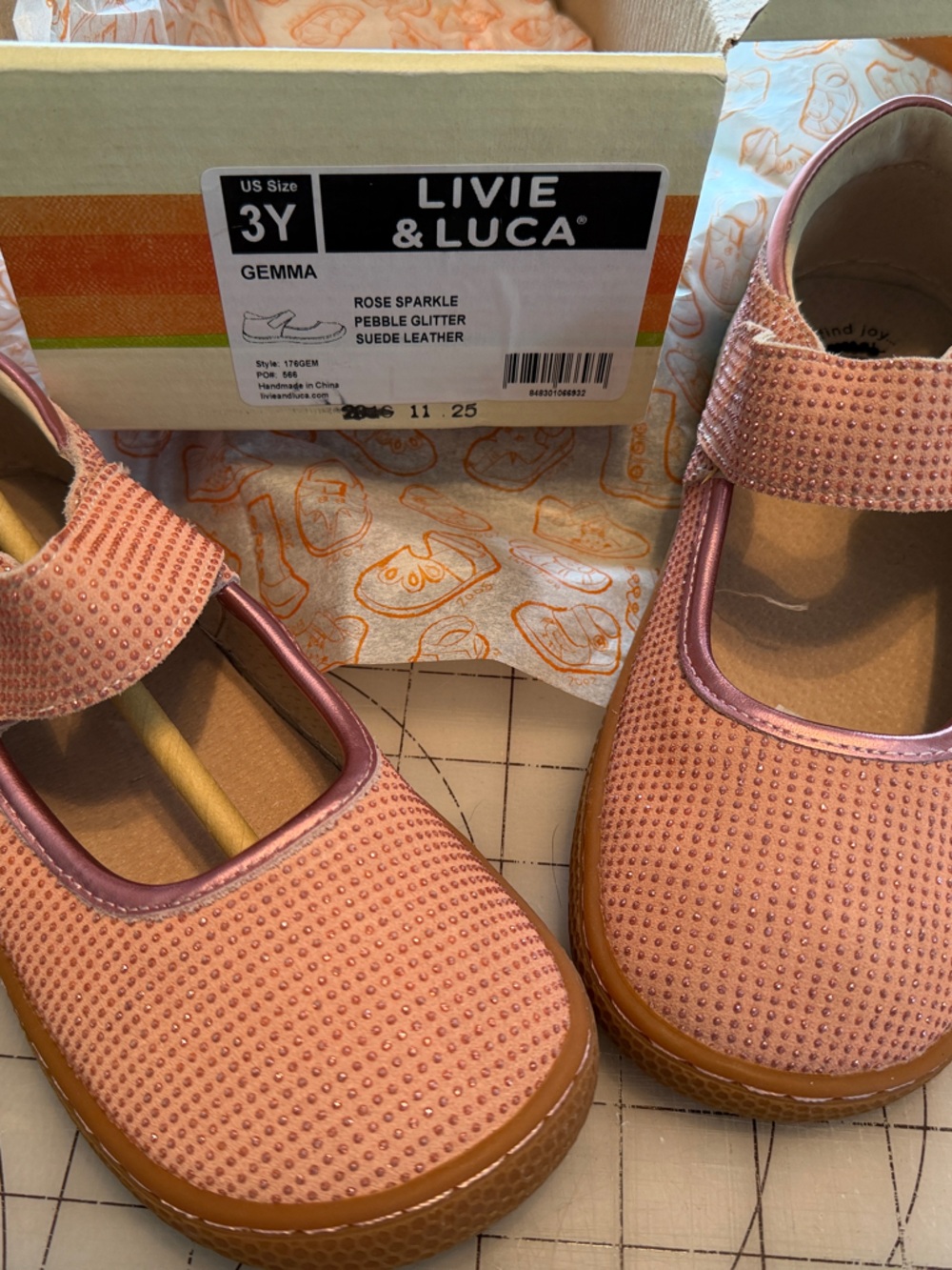 Livie & Luca Rose Sparkle Pebble Glitter Suede Leather *NEW*